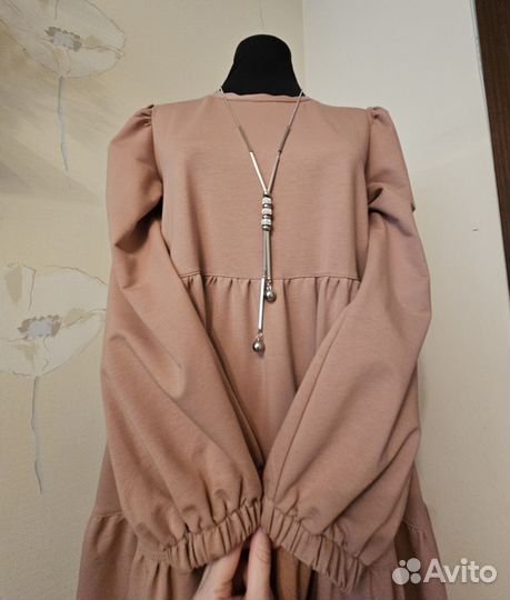 Платье длинное в стиле бохо, ярусы