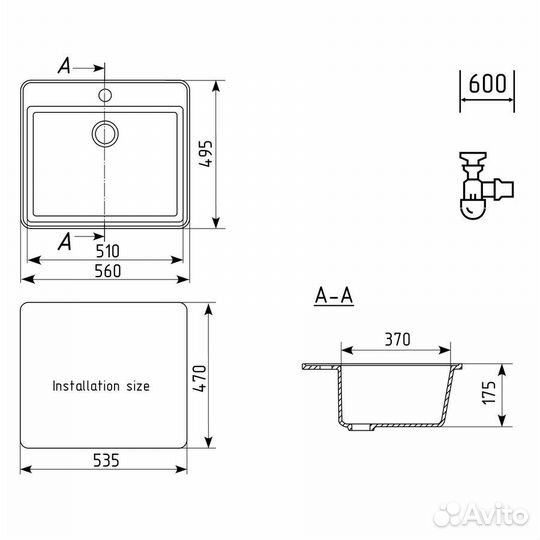 Кухонная мойка Ulgran U-104-341, ультра-белый