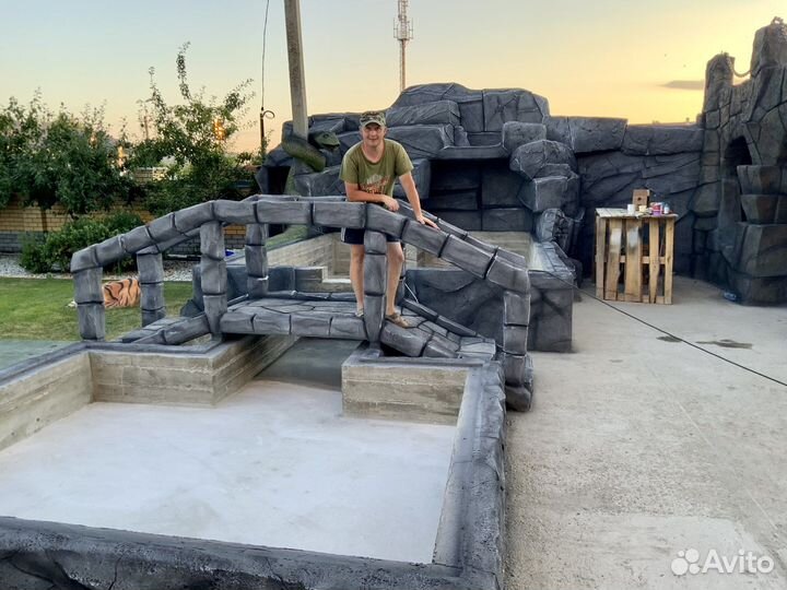 Водопад искусственные скалы арт бетон