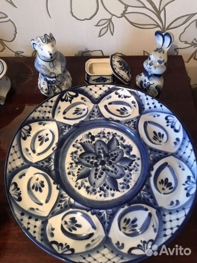 Гжель, тарелка пасхальная