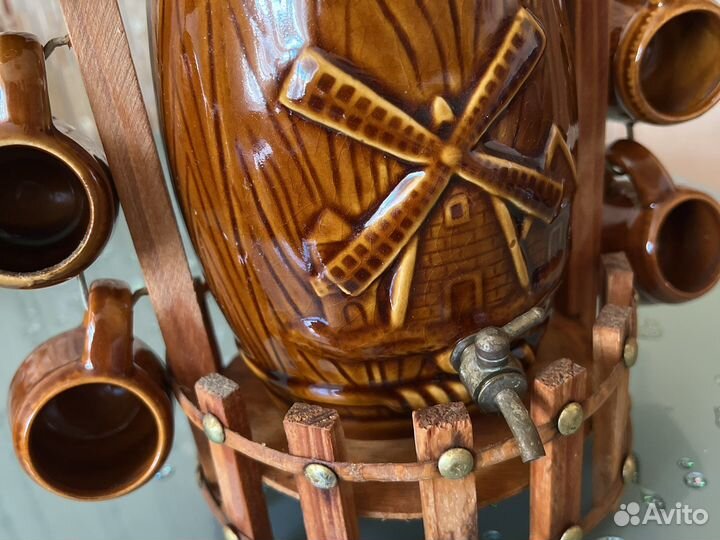 Сувенир СССР керамика Пивная Бочка с кружками