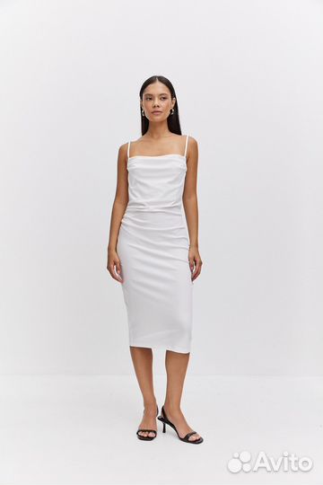 Белое платье на лямках (M)
