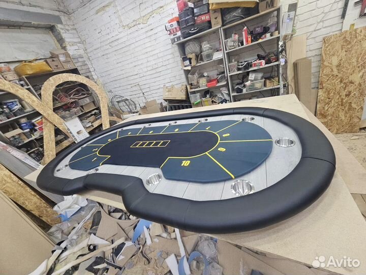 Покерный стол для игры в покер серый с ламинатом