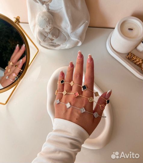 Браслет van cleef розовый цвет золото