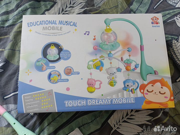 Мобиль на кроватку сенсорные кнопки свет музыка