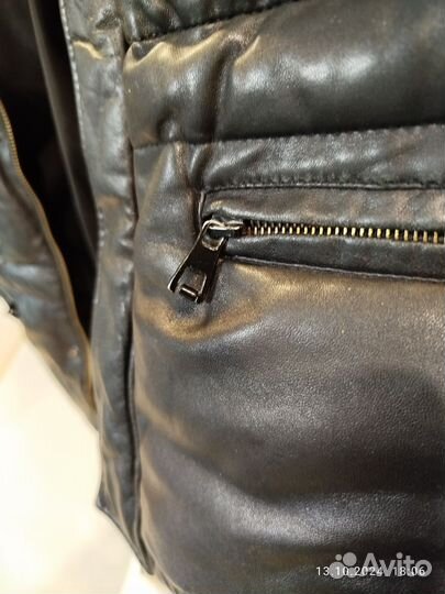 Мужской кожаный пуховик