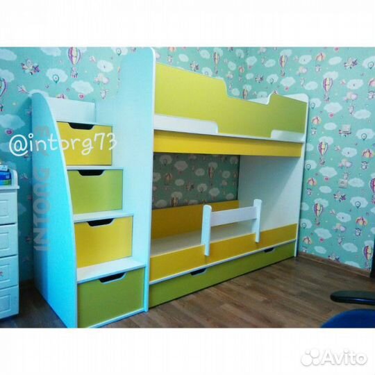 Детская кровать 2 яруса + 2 матраса