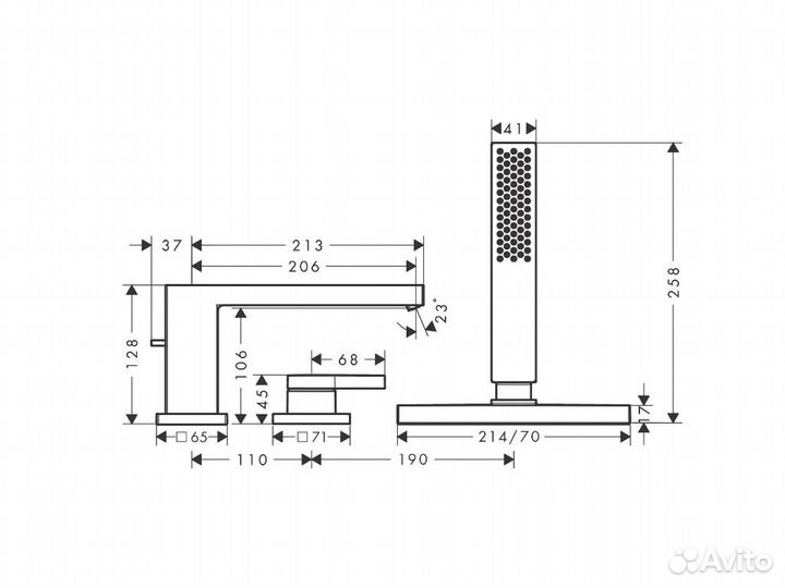 Смеситель для ванны Hansgrohe Tecturis E 73443000