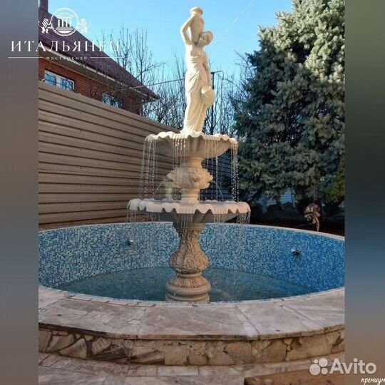Мраморный фонтан для дачи