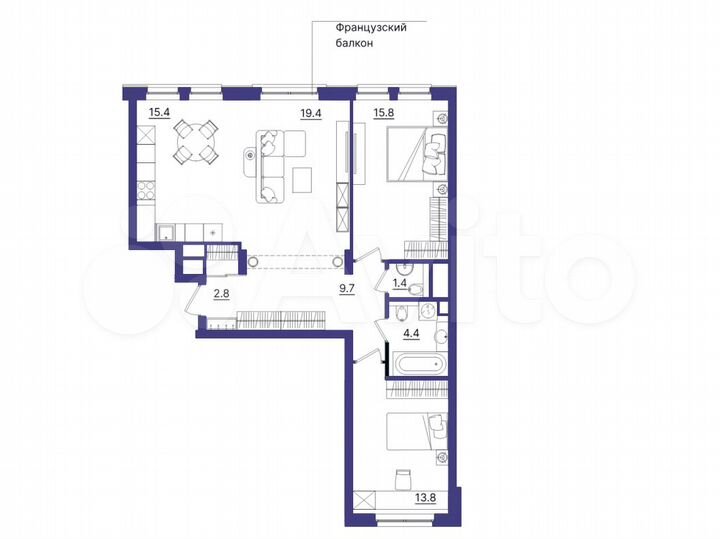 3-к. квартира, 82,7 м², 6/7 эт.