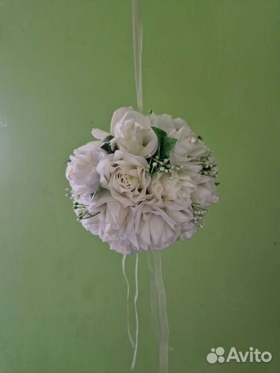 Украшение зала на свадьбу - подвесной шар цветов