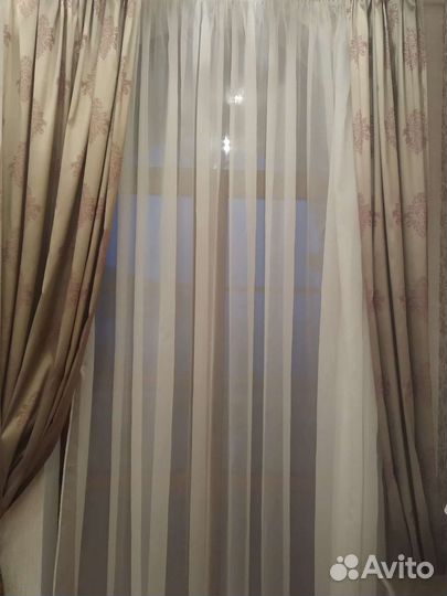 Тюль,гардина с тканевой вставкой. размер 3.10/5.90