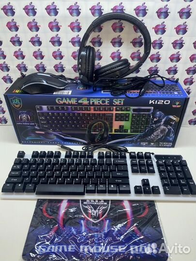 Игровые наушники,клавиатура,коарик и мышка