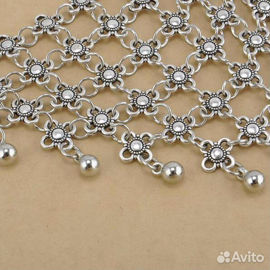 Браслет слейв с кольцом посеребреный