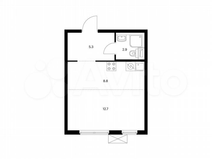 Квартира-студия, 29,7 м², 2/8 эт.