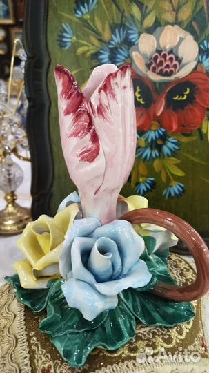 Винтаж, подсвечник Роза Capodimonte