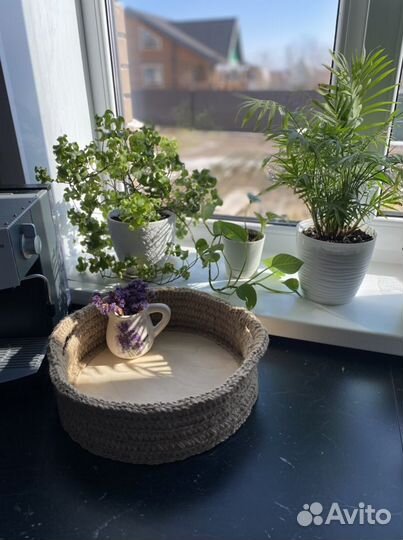 Поднос из джута, ручная работа