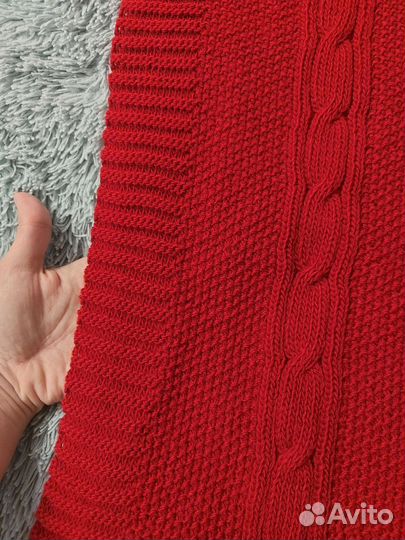 Вязанное покрывало плед на кресло