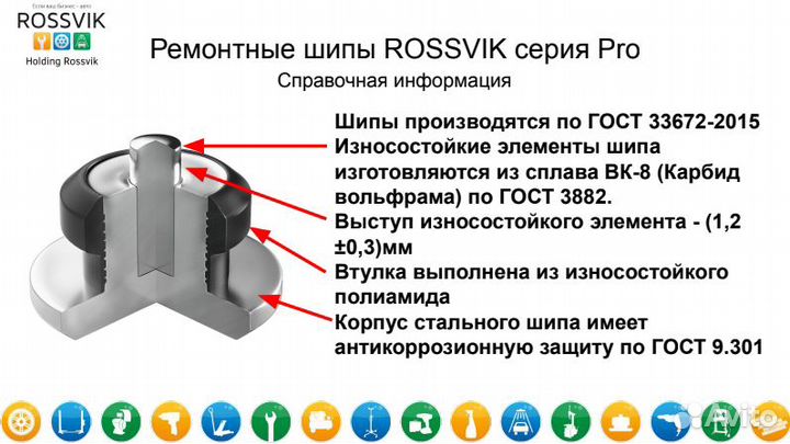 Шипы ремонтные 7, 8, 9, 10 мм