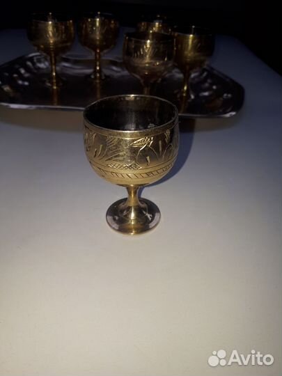 Набор рюмок с подносом латунь