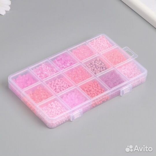 2 шт. Бисер стекло 6/0, 8/0, 12/0 в шкатулке 'Розо