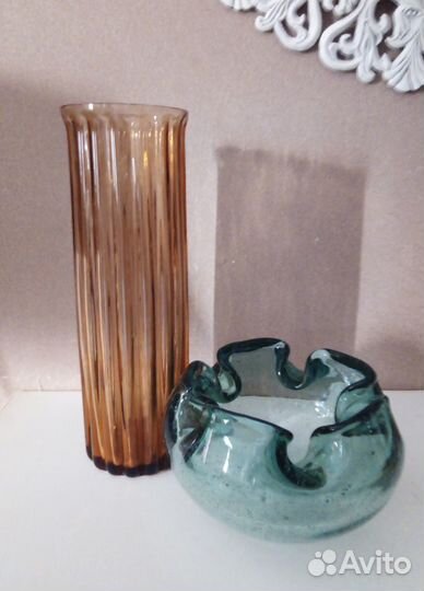 Вазы из цветного стекла СССР
