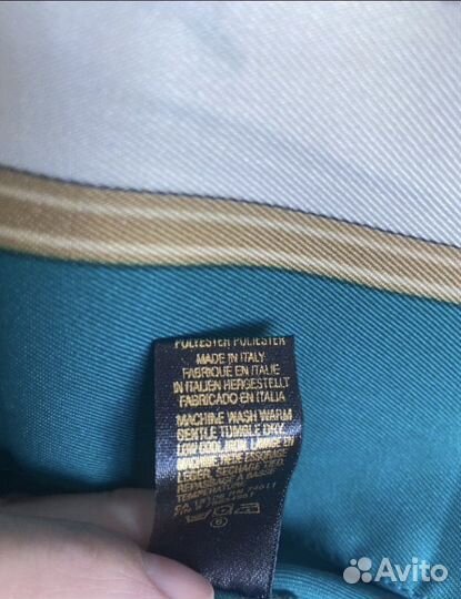 Платок винтажный зеленый с принтом фазаны