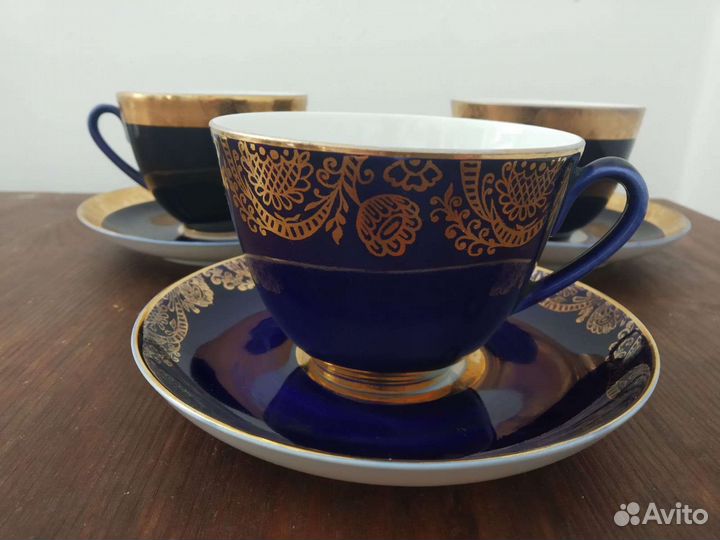 Чайная пара лфз кобальт фарфор