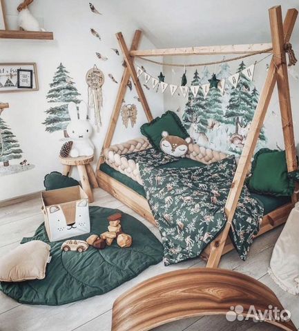 Кровать вигвам из массива натурального дерева