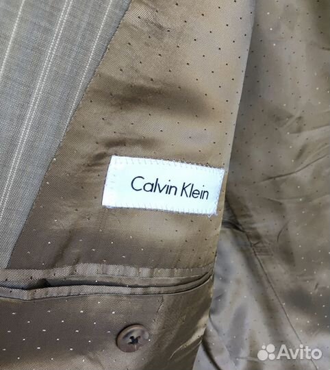 Calvin Klein пиджак жакет шерсть серый в полоску