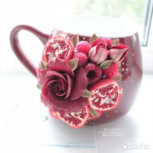 Кружка с декором Розы и гранат