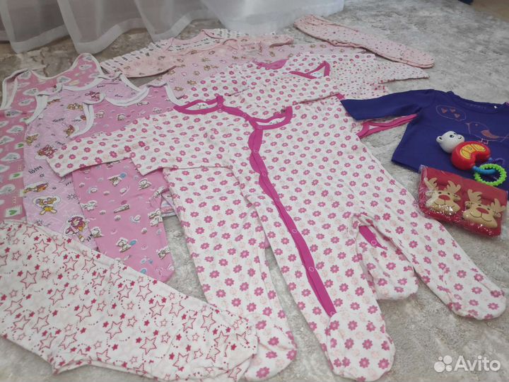 Детские вещи на девочку с 0 до 9 месяцев 13 шт