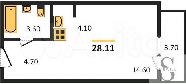 Квартира-студия, 28,1 м², 12/24 эт.