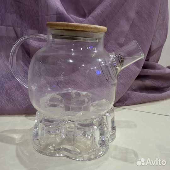 Чайник стеклянный с подставкой