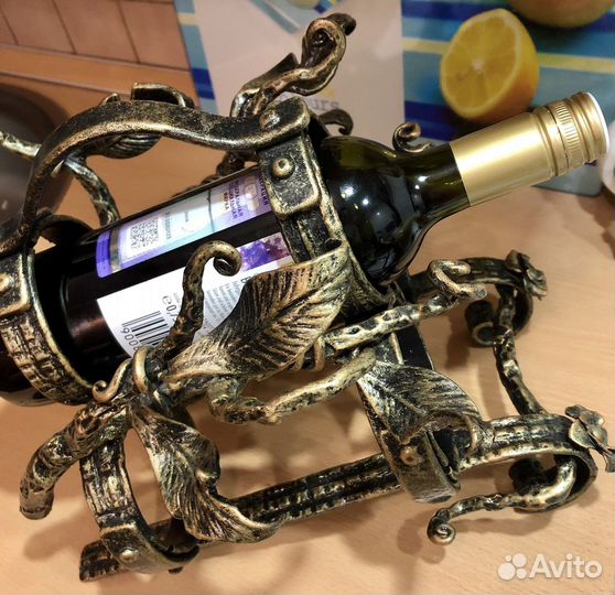 Подставка для 3х винных бутылок кованая