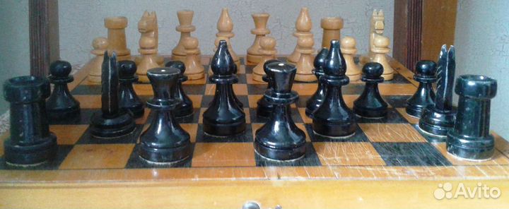 Шахматы деревянные ручная работа, СССР, шашки