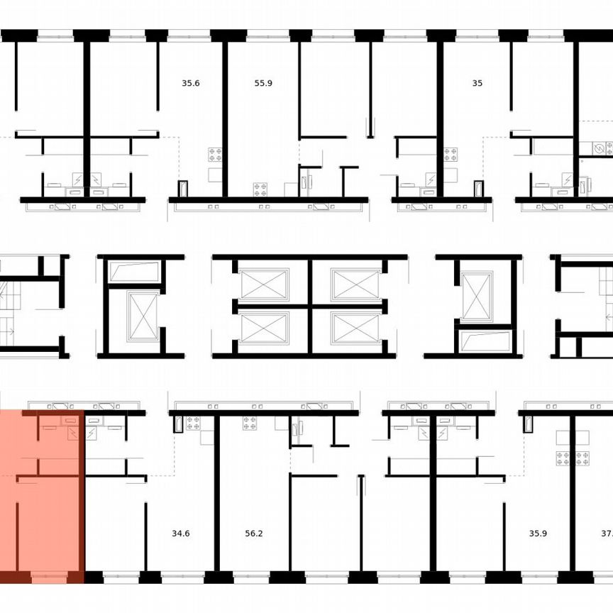 1-к. квартира, 34,6 м², 19/53 эт.