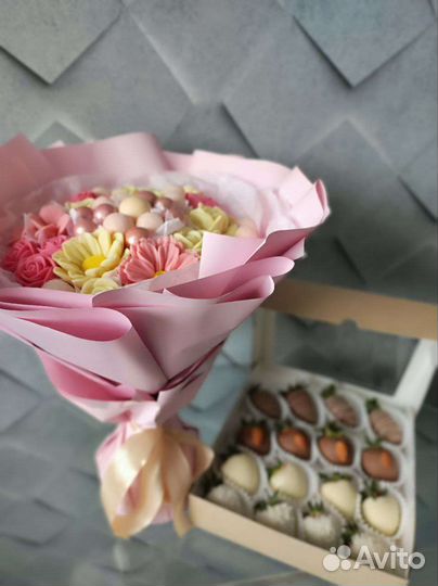 Съедобный букет из конфет, шоколад ручной работы