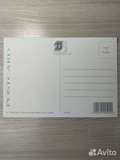 Открытка dufex почтовая Англия металлографика