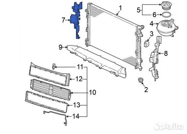 В наличии Дефлектор радиатора, Воздуховод
