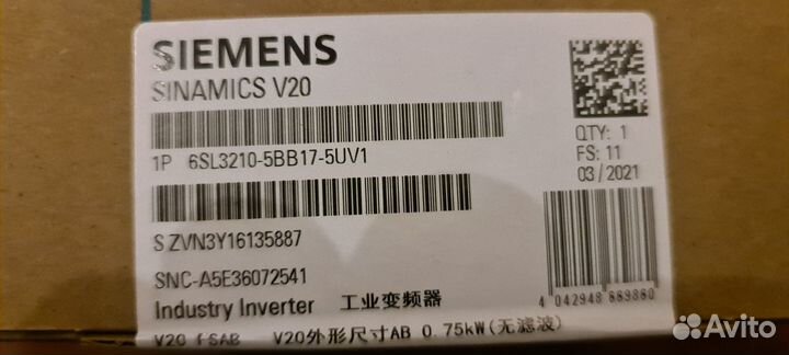 Преобразователи частоты Siemens Sinamics V20