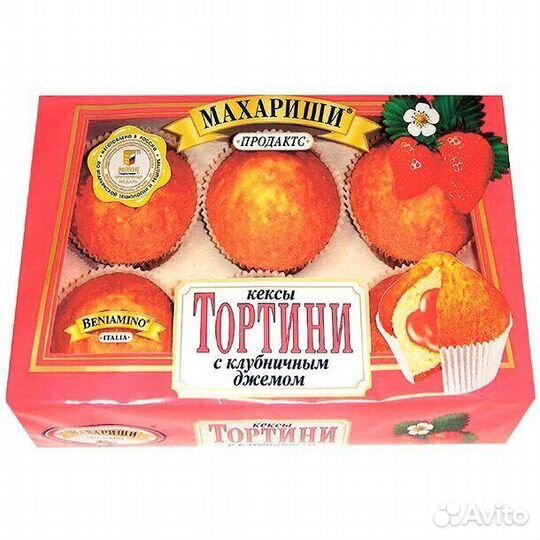 Кексы Тортини с Клубничным джемом 200г