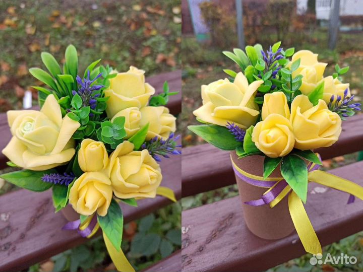 Букет из роз ручной работы