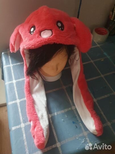 Шапочка с ушками розовый зайчик