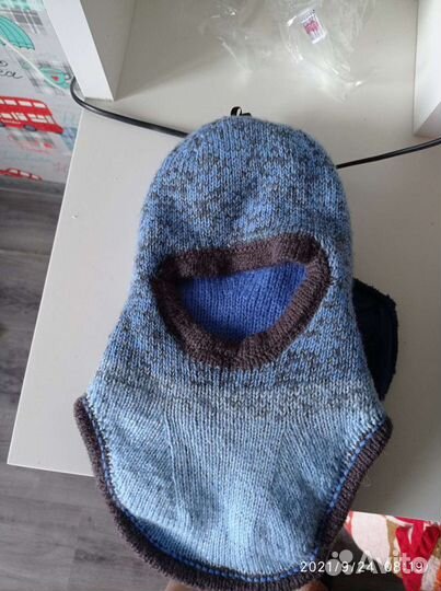 Шапка-шлем ручная вязка 50-52 р