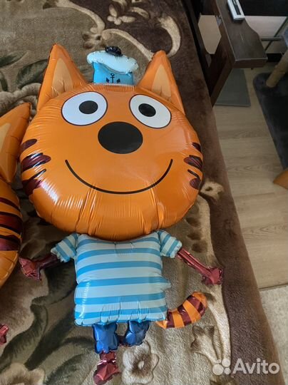 Фольгированные воздушные шары, Три кота, цифра 2