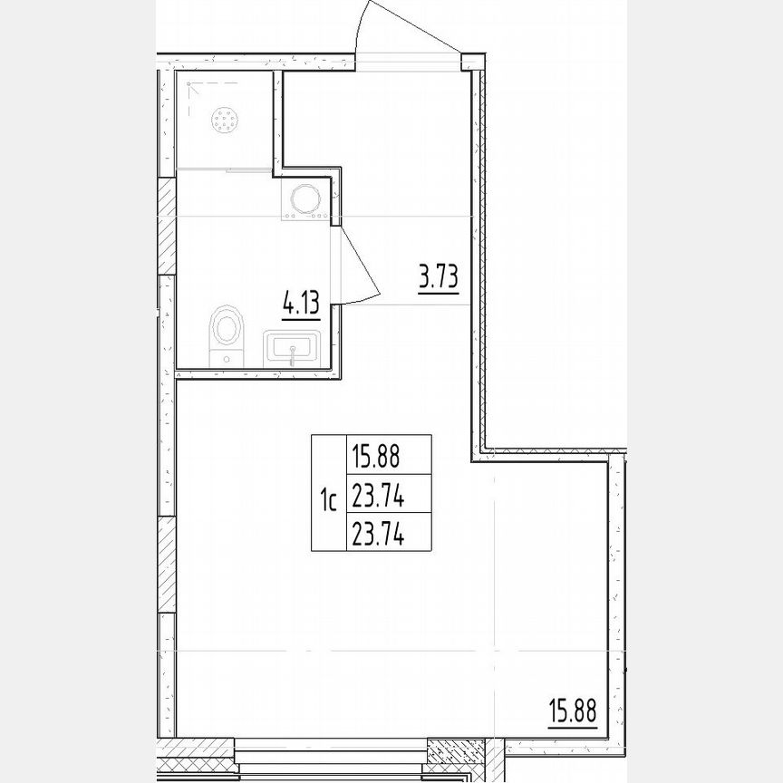 Апартаменты-студия, 23,7 м², 7/13 эт.