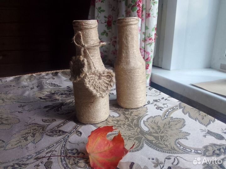 Изделия из джута корзинки вазочки кухонные банки
