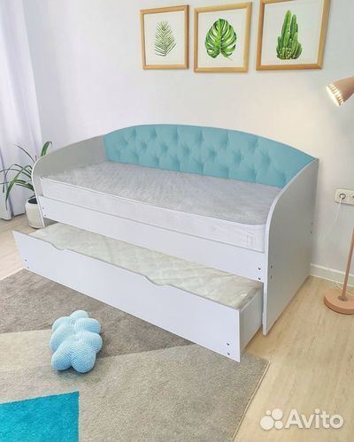 Кровать от 2х лет выкатное место лдсп мягк спинка