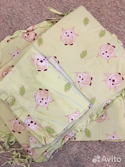 Бортики на кроватку+постельное бельё